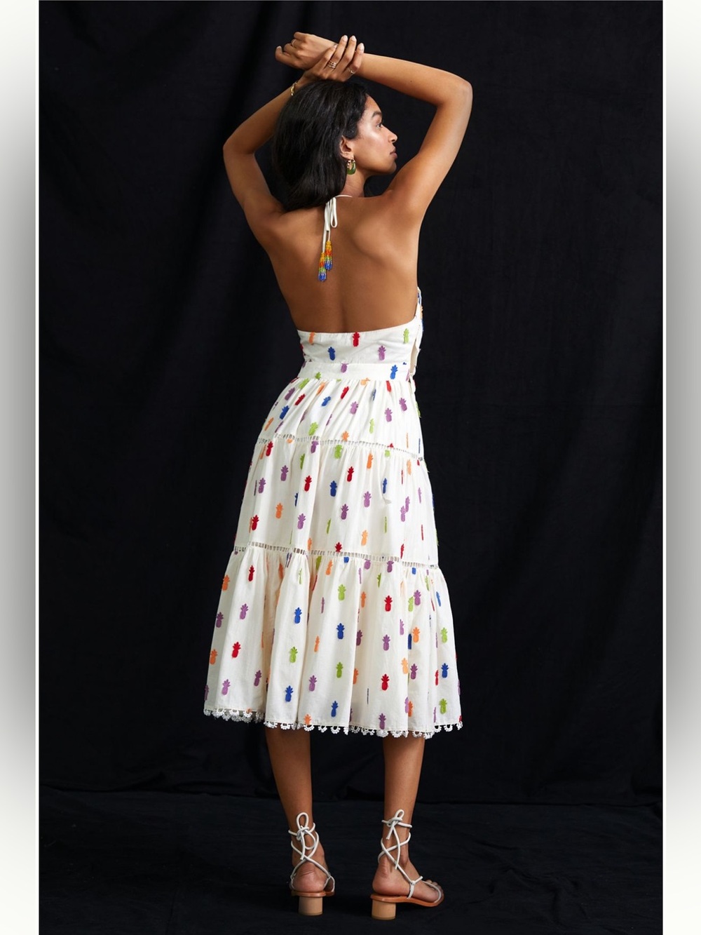 Farm Rio Rainbow Embroidered Pineapple Dress Size Small - Picture 3 of 13